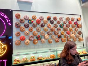 Wall of bagels :-) at BTS - Bagel To Sandwich in New York City