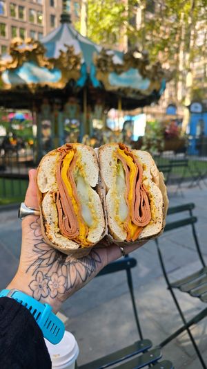 Fake meat  at BTS - Bagel To Sandwich in New York City