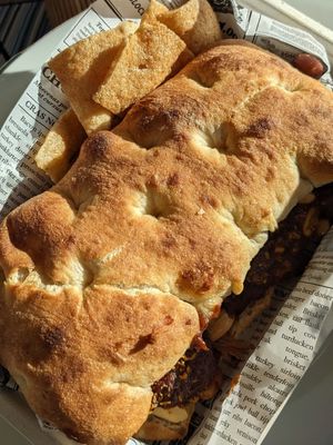 Vegan chicken kip sate. Available as sandwich or on fries. at Bijzonder Frietwerk in Dordrecht