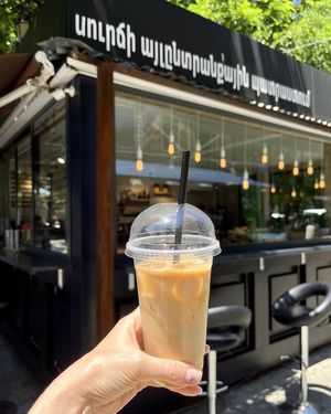 Perfect iced latte with soy milk at 202 °F - Alternative Coffee Brewing in Yerevan