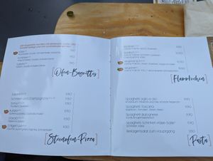 Menu with vegan tarte flambée at Zum Sternen in Ettlingen