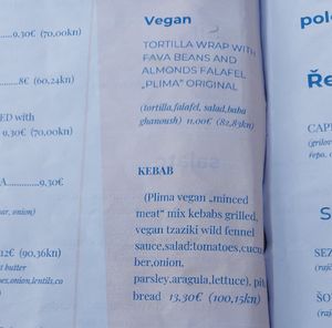Vegan options besides some salades at Plima in Brela