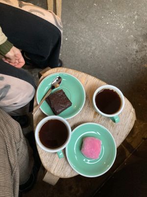 Mochi and brownie (all desert is vegan) at Voch Luys Voch Mut - Ոչ լույս Ոչ մութ in Yerevan