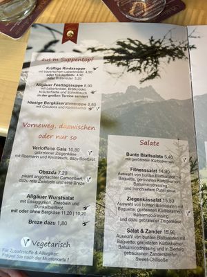 Vegetarian options are marked with a V  at Braugasthof Falkenstein in Pfronten
