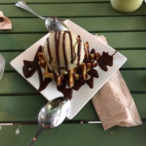 kale waffle  at The Bowllery in Denton