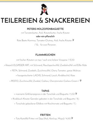 Menu: Baguette, tarte flambée  at Hotel Weinhaus Zum Schwarzen Bären in Koblenz