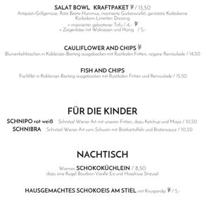 Menu: more vegan options and dessert  at Hotel Weinhaus Zum Schwarzen Bären in Koblenz