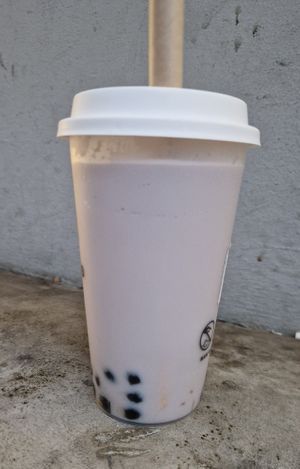 Hot Taro Milk with tapioca bubbles and soy milk at Teespresso in Stuttgart