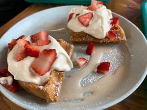 Strawberry waffle at Whale Bites Cafe in Depoe Bay