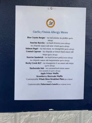 For those with other allergies, shows their awareness!  at Whale Bites Cafe in Depoe Bay