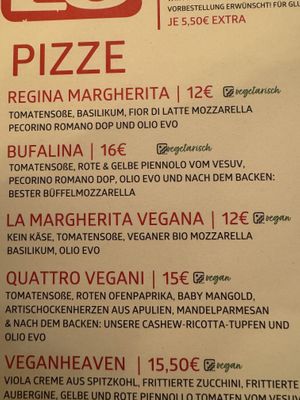 Menu (vegan and vegetarian).  at Nennillo in Bonn