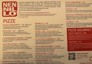 Menu.  at Nennillo in Bonn