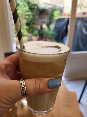 Iced Latte with Oat milk at botànic in Barcelona