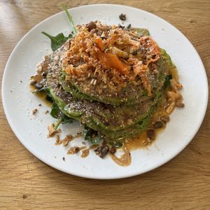 Green pancakes  at botànic in Barcelona