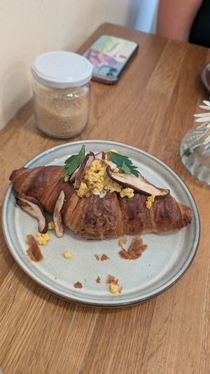 Croissant with tofu at botànic in Barcelona