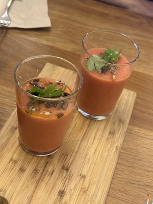 Strawberry gazpacho  at botànic in Barcelona