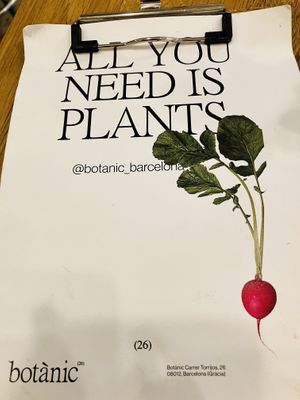 Menu  at botànic in Barcelona
