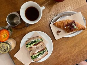 Sandwich and feta croissant  at botànic in Barcelona