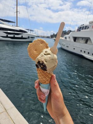 Lot of vegan choice! Every tast on the picture is vagan! at Rossi La Bottega Del Gelato in 