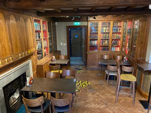 Part of the indoor seating available.  at The Library Bar in Edinburgh
