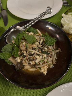 Mushroom larb  at Na Aroon in Bangkok