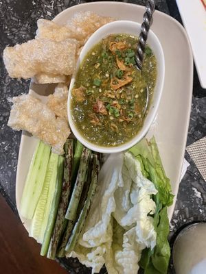 Salad with tofu curls  at Na Aroon in Bangkok