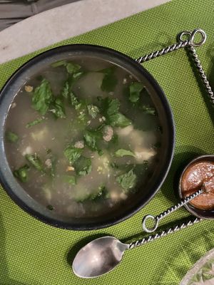 Breakfast soup  at Na Aroon in Bangkok