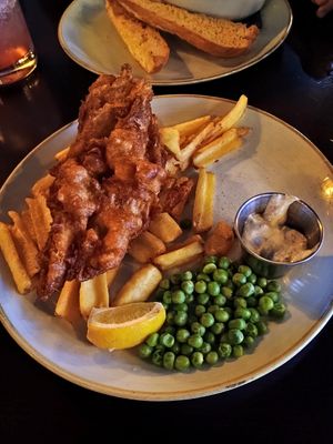 Vegan fish and chips (delicious fries!) at McGonagalls Gin & Whisky Emporium in Edinburgh