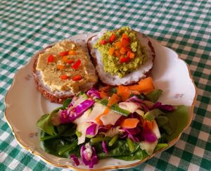 smörgåsbord with salad at Green Fika in Vimmerby