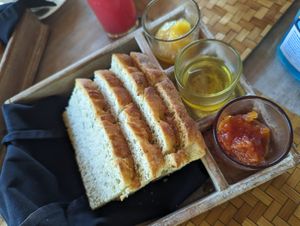 Vegan bread platter at Kepitu Restaurant - The Kayon Resort in Ubud