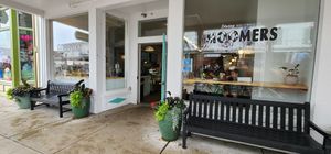 Outside at Good Day Cafe and Moomers Homemade Ice Cream Shop in Mackinac Island