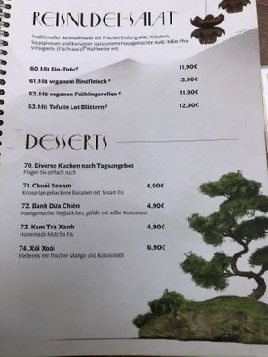 Speisekarte Reisnudelsalat / menu rice-noodle salad  at Ngon Veggie in Cologne