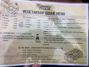 Speisekarte Sushi / menu sushi  at Ngon Veggie in Cologne
