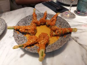 Starter / Bravas (not patatas, but tenderstem broccoli, half a serving) at La Huerta Funky Castizo in Madrid