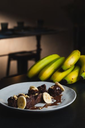 Chocolate And Banana Brownie  at La Huerta Funky Castizo in Madrid
