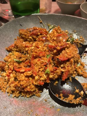 migas (contraste de sabores brutal)  at La Huerta Funky Castizo in Madrid