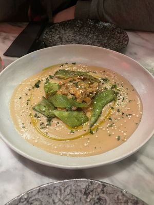 Roasted cauliflower creme with mushrooms  at La Huerta Funky Castizo in Madrid