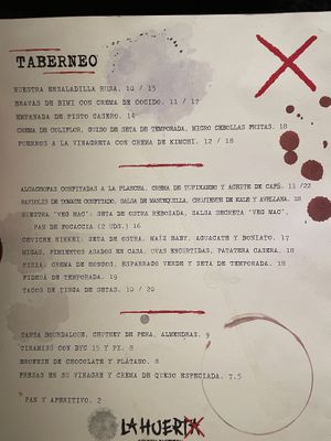 Menu  at La Huerta Funky Castizo in Madrid