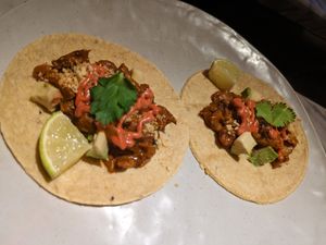 Tinga tacos at La Huerta Funky Castizo in Madrid