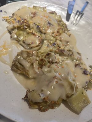 Grilled Artichoke   at La Huerta Funky Castizo in Madrid