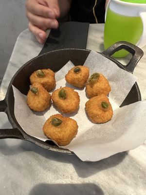 Curry and pak choi croquettes  at La Huerta Funky Castizo in Madrid