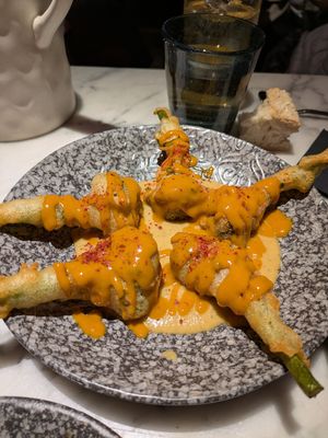 Tempura bimi at La Huerta Funky Castizo in Madrid