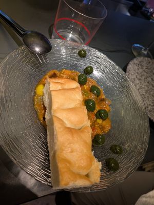 Caponata with focaccia at La Huerta Funky Castizo in Madrid