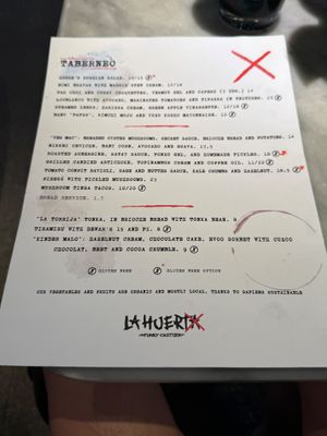 Menu - Food at La Huerta Funky Castizo in Madrid