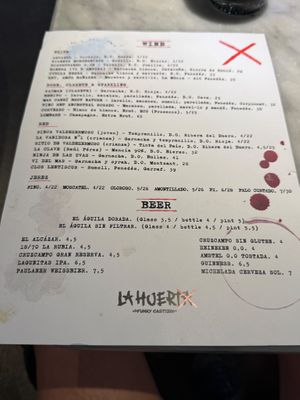 Menu - Drinks at La Huerta Funky Castizo in Madrid