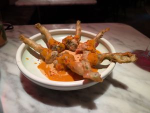 Bimi with sauce (not very spicy) at La Huerta Funky Castizo in Madrid