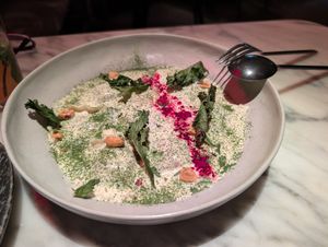 Ravioli filled with a delicious sundried tomato at La Huerta Funky Castizo in Madrid