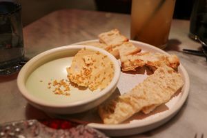focaccia with miso butter at La Huerta Funky Castizo in Madrid