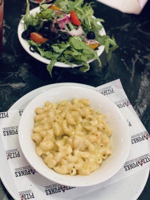 Mac and cheese and salad   at Pizza Punks in Liverpool