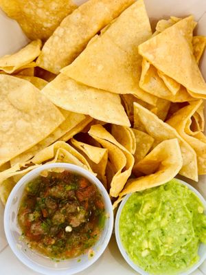Freshly Made Corn Tortilla Chips with Mexican Salsa and Guacamole Salsa  at Comalli Authentic Mexican in Dublin